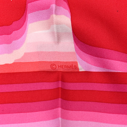 Hermes Silk Brides De Gala Shadow Pocket Square White Rouge Rose Vif 3 of 4