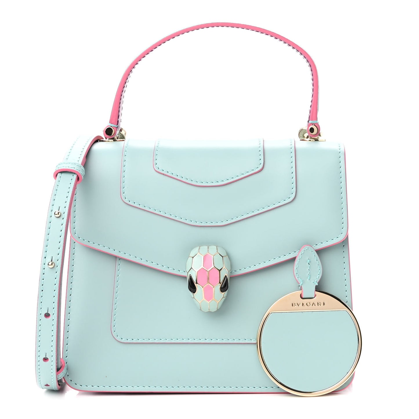 Calfskin Serpenti Forever Top Handle Blue Pink