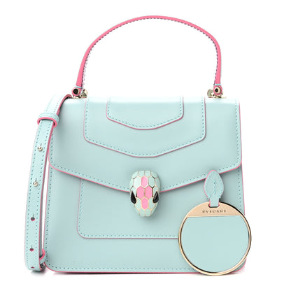 Bulgari Calfskin Serpenti Forever Top Handle Blue Pink 1 of 9