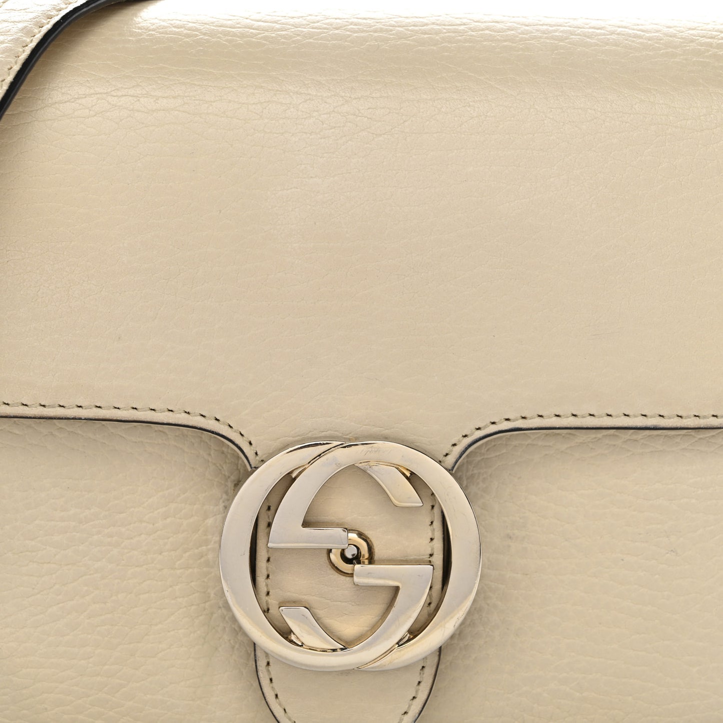 Dollar Calfskin Interlocking G Crossbody Bag Mystic White