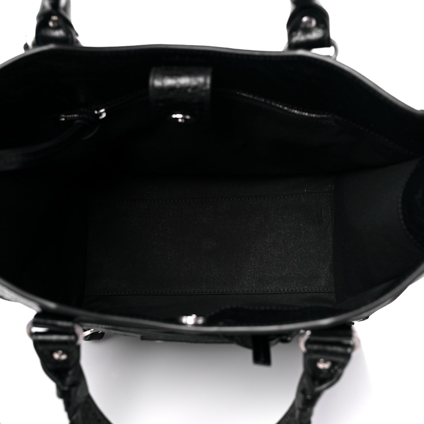 Agneau Arena Neo Classic Silver Hardware Medium Upside Down Tote Black