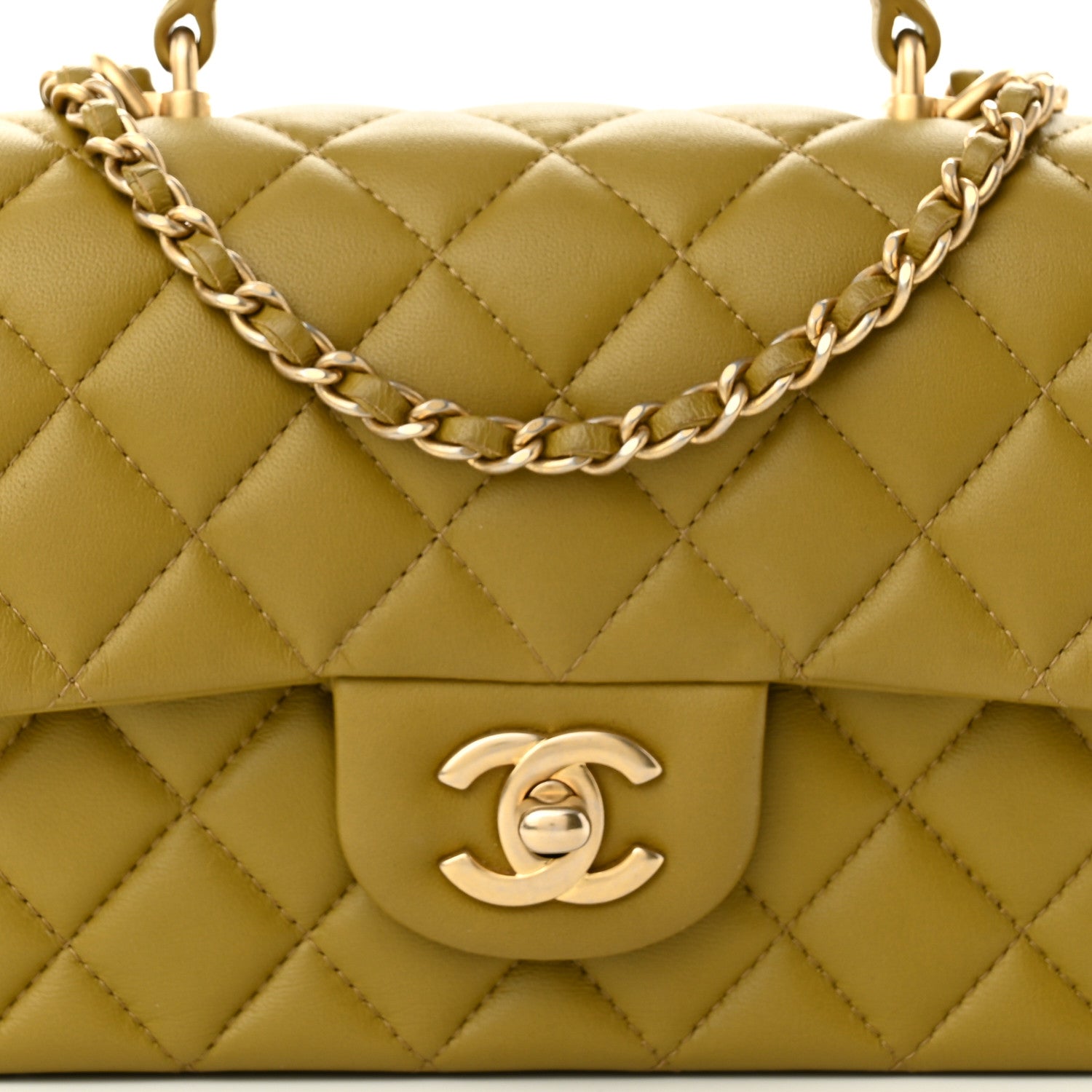 Chanel Lambskin Quilted Metal Mini Top Handle Rectangular Flap Green 7 of 11