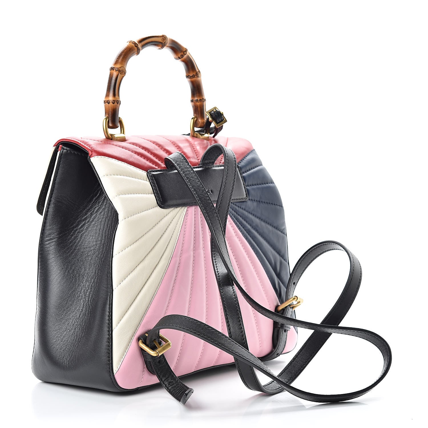 Gucci Calfskin Bamboo Trapuntata Queen Margaret Backpack Blue Agata Hibiscus Red Mystic White Sugar Pink 3 of 16
