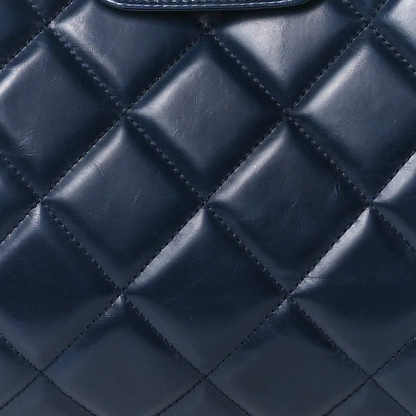 Glazed Calfskin Quilted Daily Walk Tote Navy