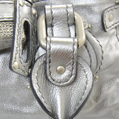Chloe Leather Crystal Paddington Satchel Metallic Silver 5 of 12