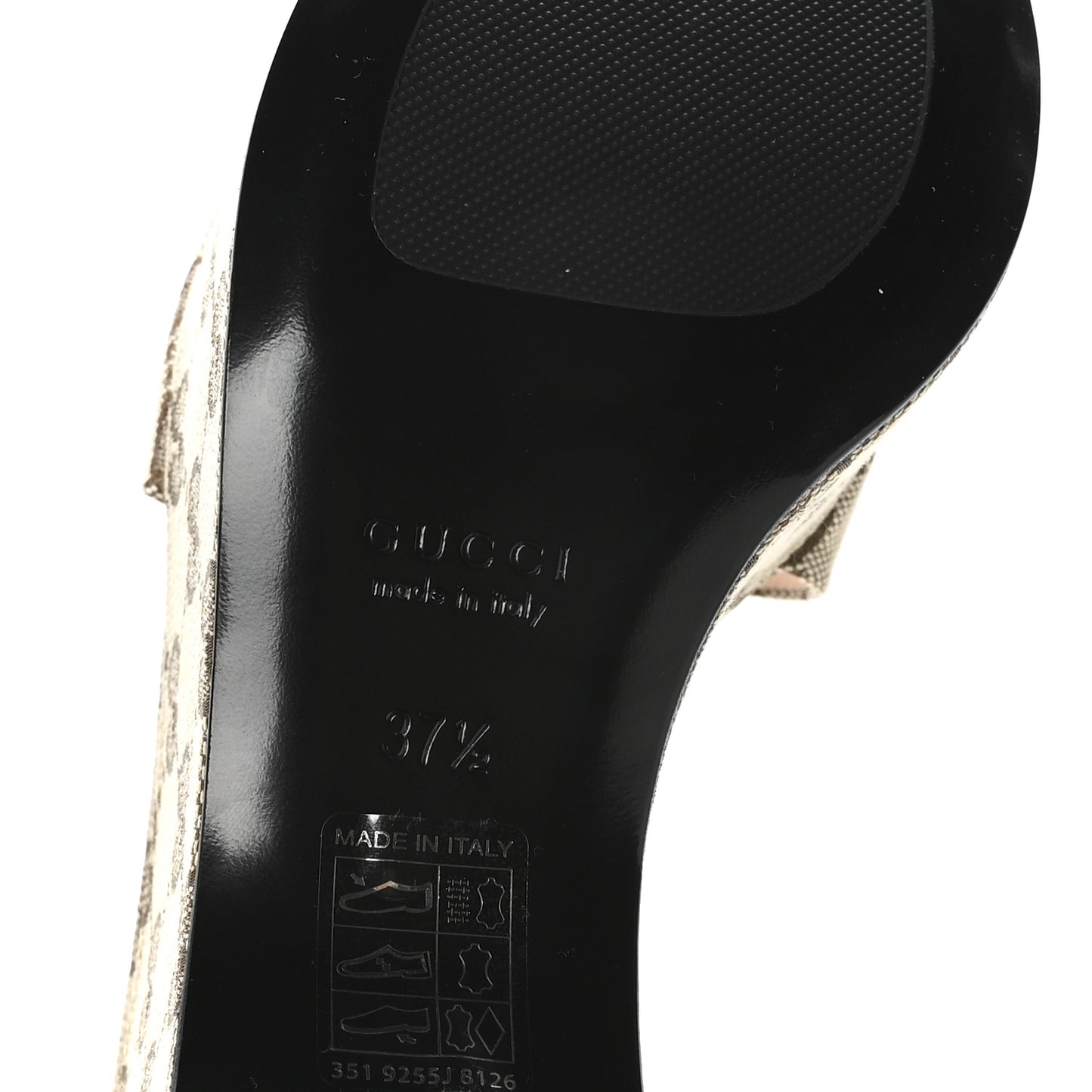 Monogram Nappa Chalotte Horsebit Ankle Strap 75mm Flatform Sandals 37.5 Beige Ebony