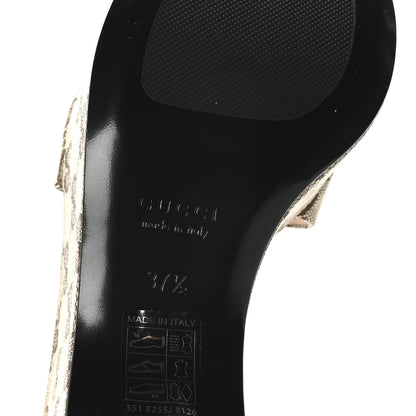 Gucci Monogram Nappa Chalotte Horsebit Ankle Strap 75mm Flatform Sandals 37.5 Beige Ebony 7 of 8