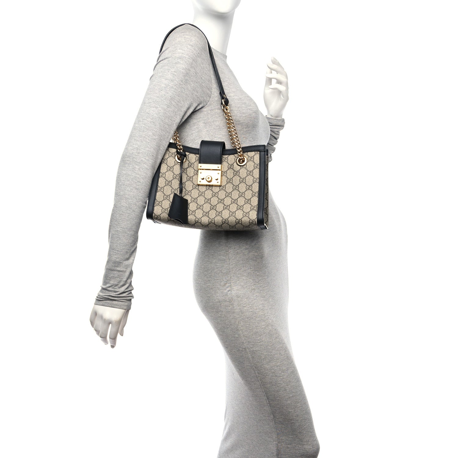 Gucci GG Supreme Monogram Small Padlock Tote Black 2 of 10