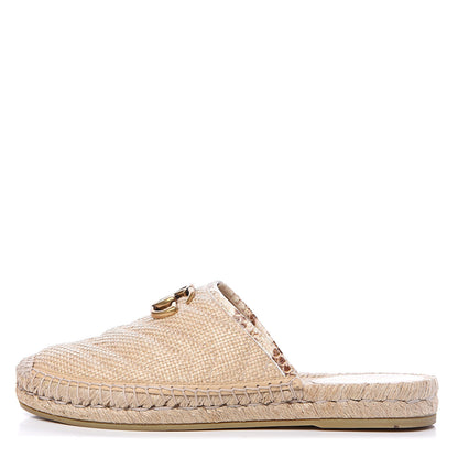 Gucci Straw Elaphe Matelasse GG Marmont Espadrille Slippers 37 Natural Cream Brown 1 of 10