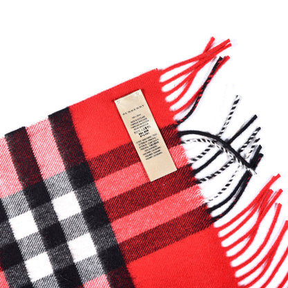 Burberry Cashmere Giant Check Fringe Scarf Military Red 3 of 4