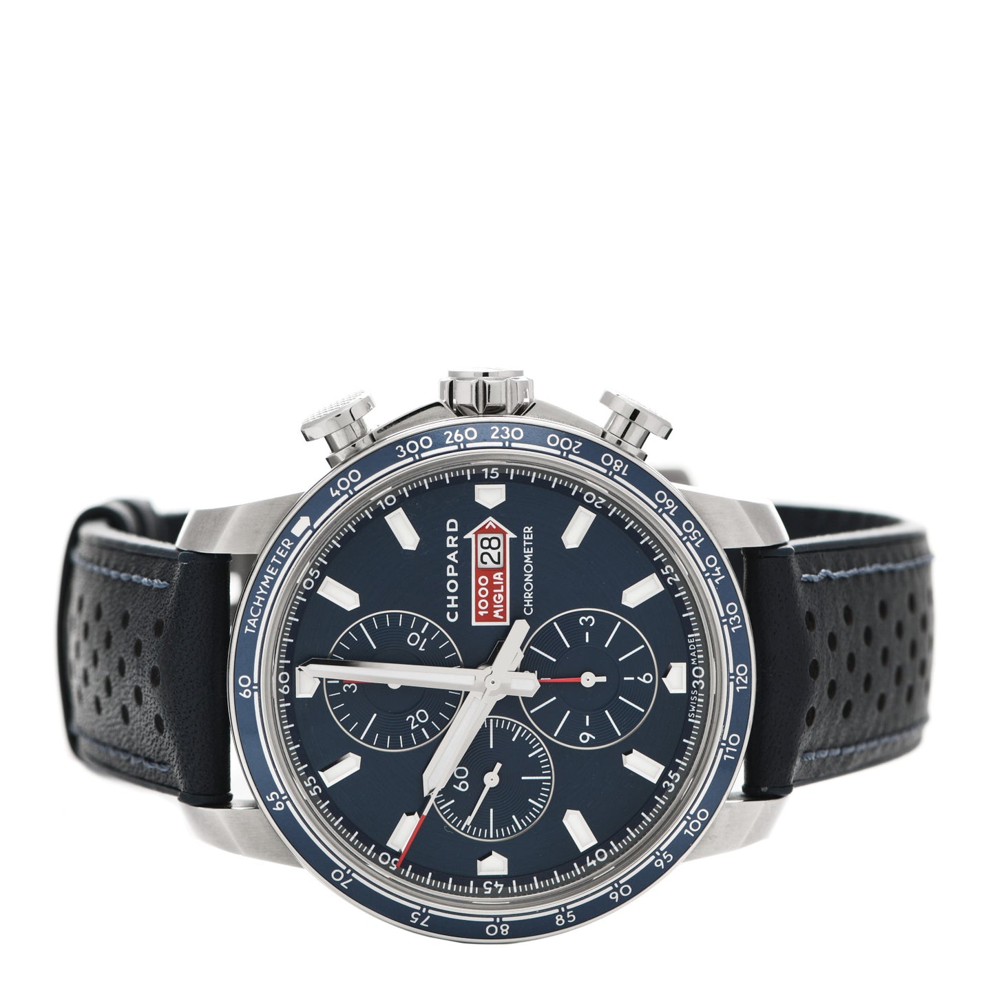 Stainless Steel Calfskin 44mm Mille Miglia Limited Edition Chronograph Automatic Watch Blue