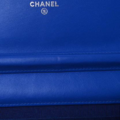 Chanel Patent Quilted Wallet On Chain WOC Blue 10 of 11