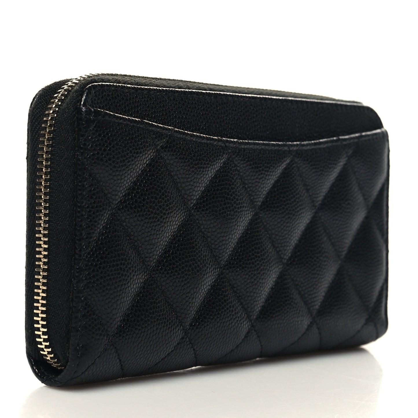 Caviar Quilted Medium Zip Around Wallet Black
