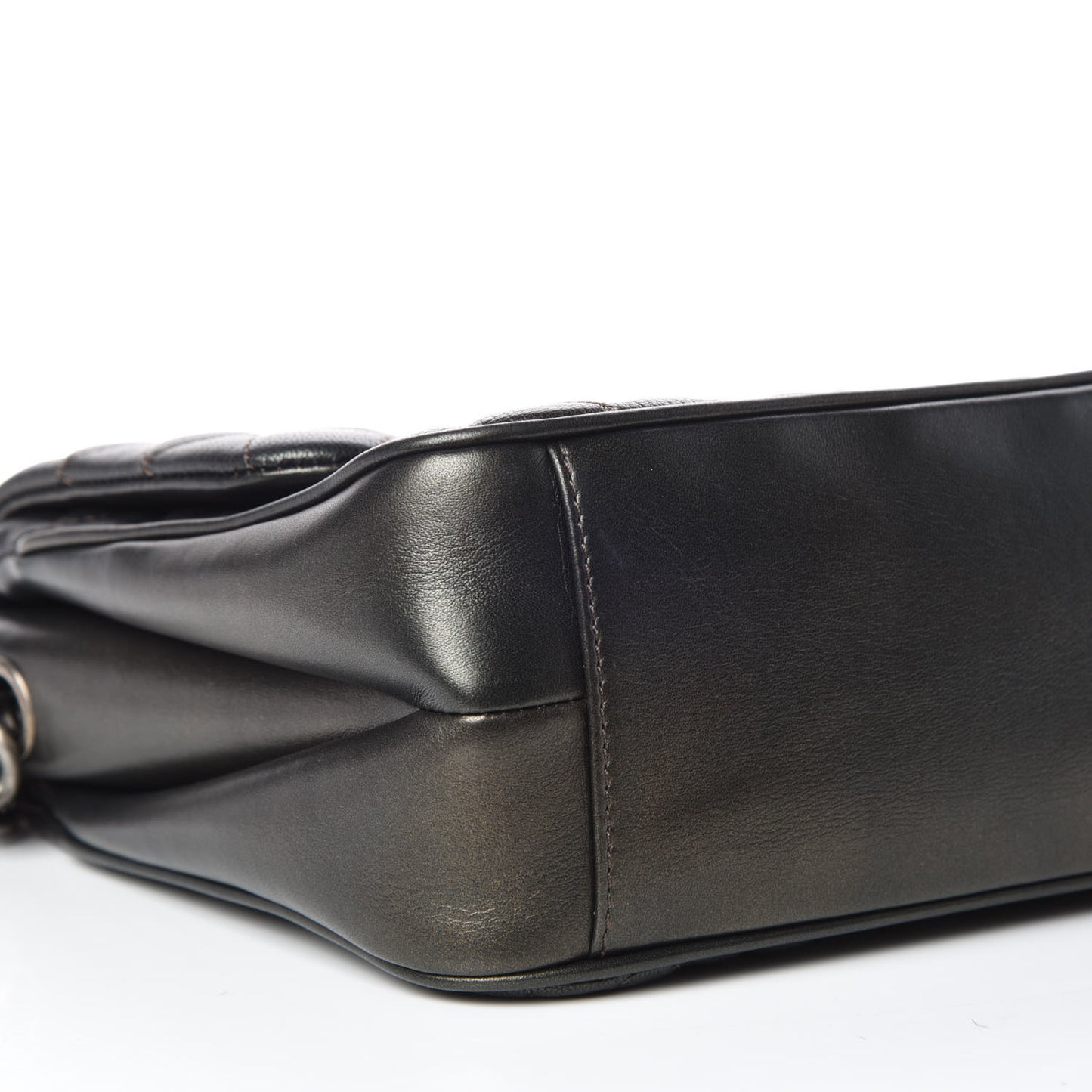 Metallic Goatskin Quilted Medium Rock In Rome Flap Charcoal