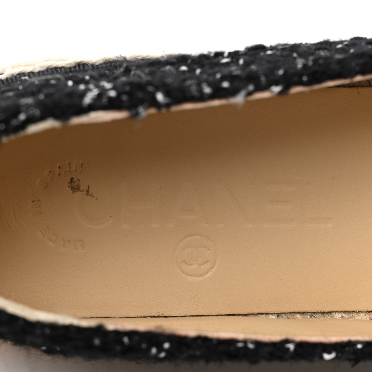 Chanel Metallic Lambskin Tweed CC Espadrilles 39 Black Silver 9 of 9