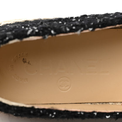 Chanel Metallic Lambskin Tweed CC Espadrilles 39 Black Silver 9 of 9
