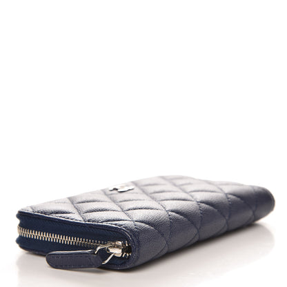 Chanel Caviar Quilted Medium Zip Around Wallet Navy 4 of 9