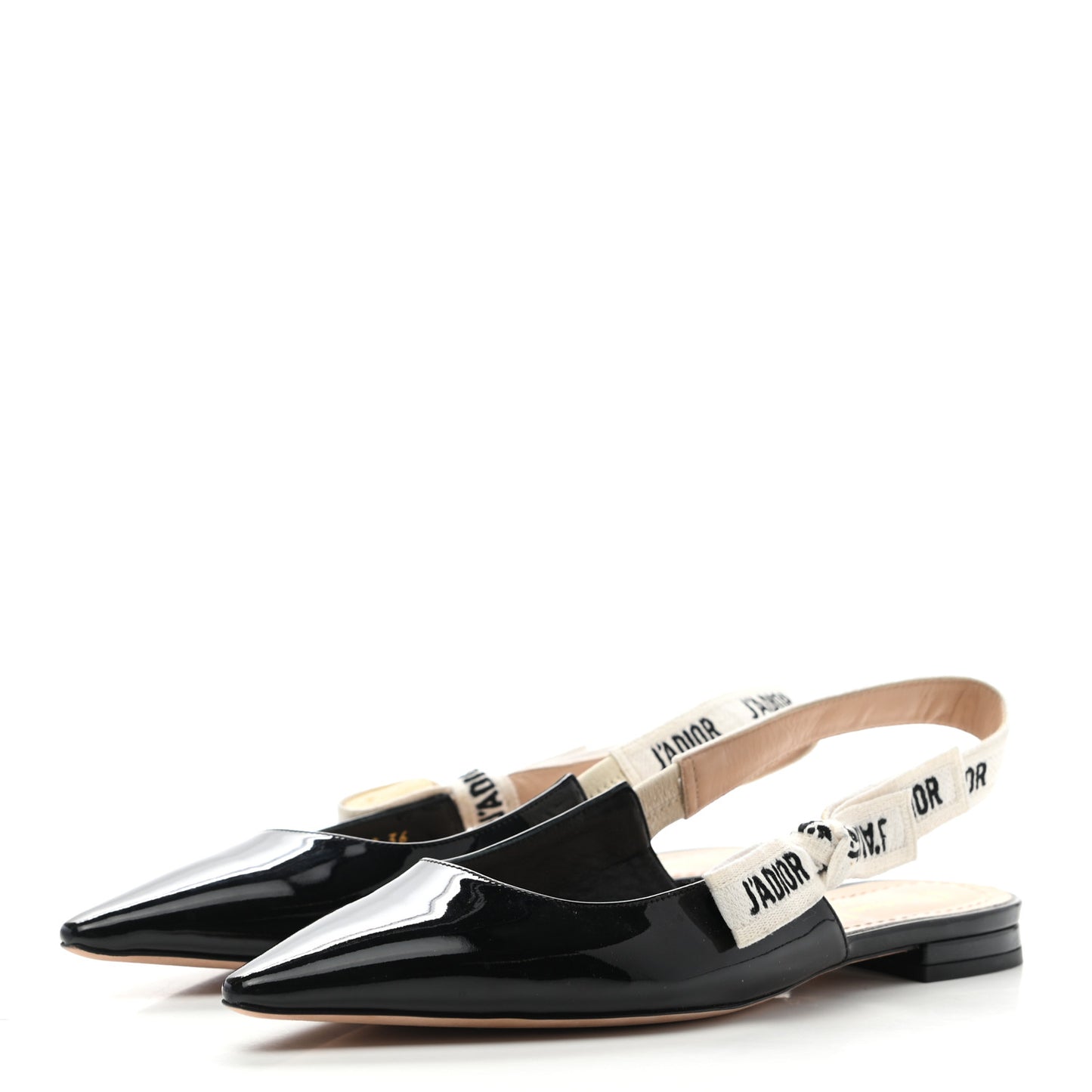 Patent Ribbon J'Adior Slingback Ballet Flats 36 Black