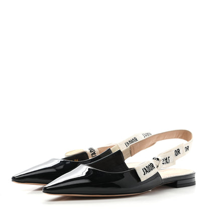 Christian Dior Patent Ribbon J'Adior Slingback Ballet Flats 36 Black 3 of 9