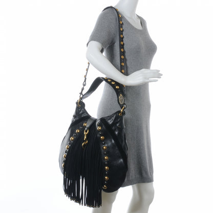 Gucci Leather Suede Fringe Babouska Hobo Black 2 of 7