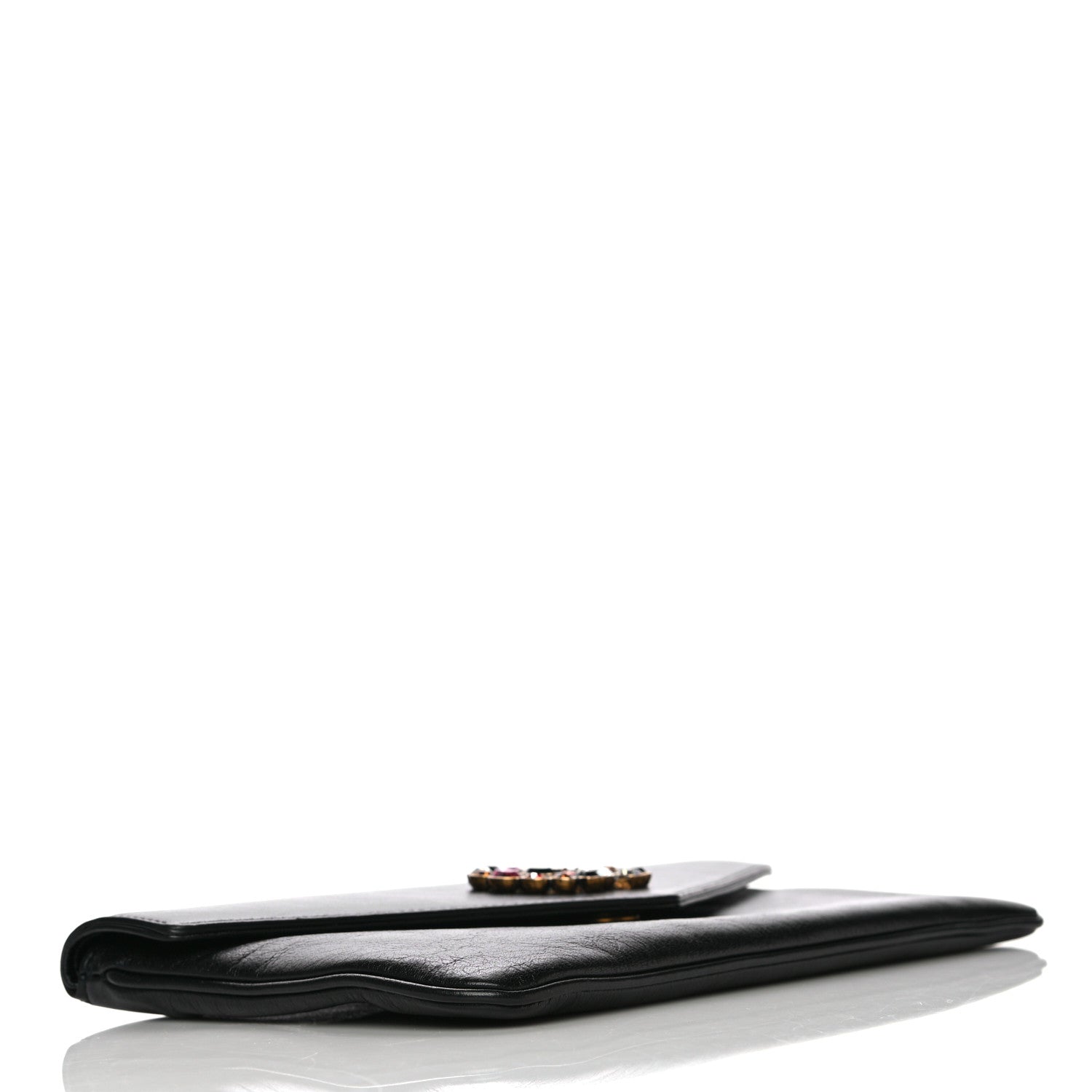 Gucci Calfskin Crystal GG Broadway Envelope Clutch Black 4 of 11
