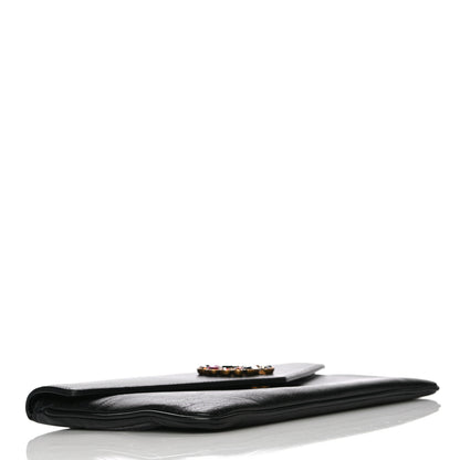 Gucci Calfskin Crystal GG Broadway Envelope Clutch Black 4 of 11