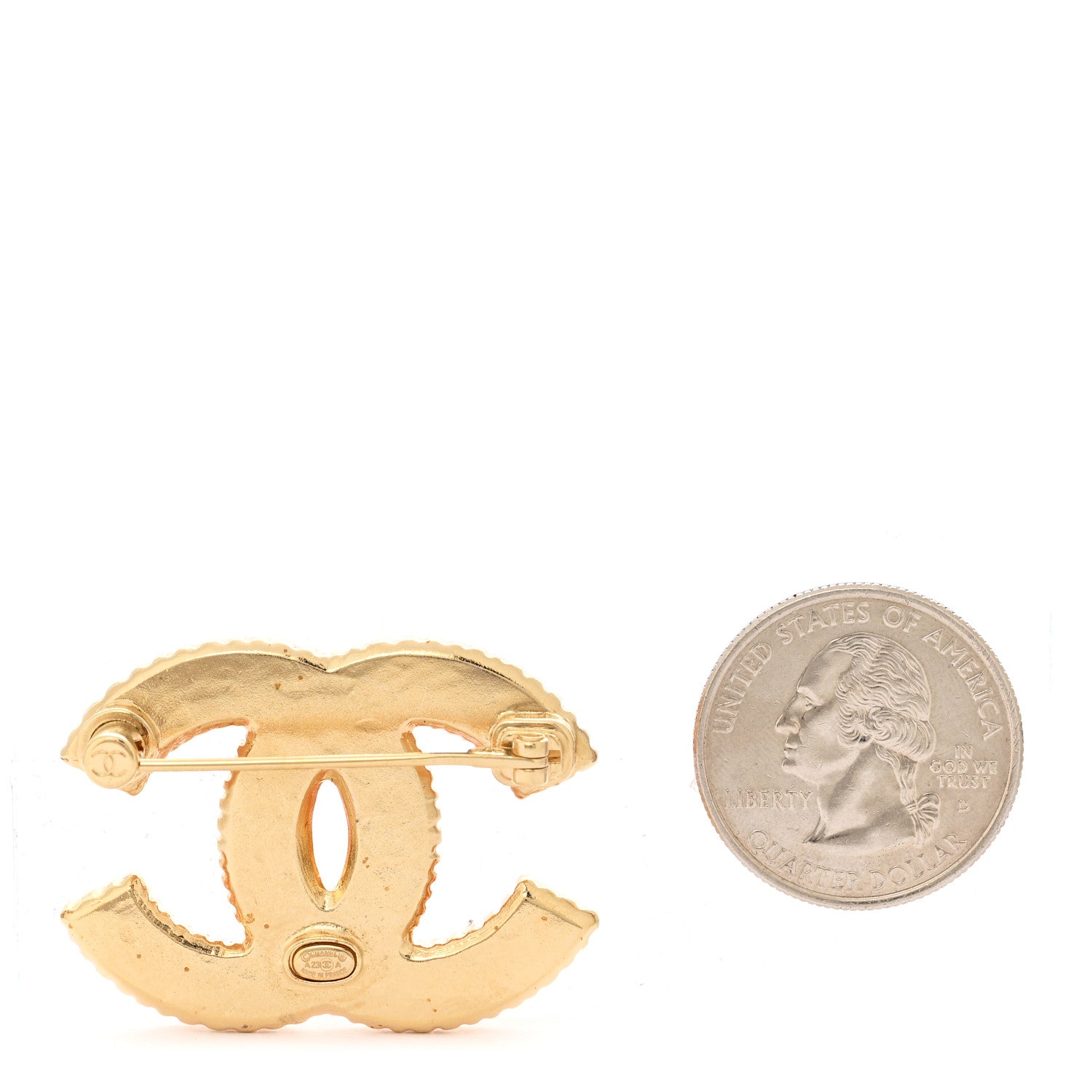 Chanel Metal Enamel CC Brooch Gold Orange 2 of 4
