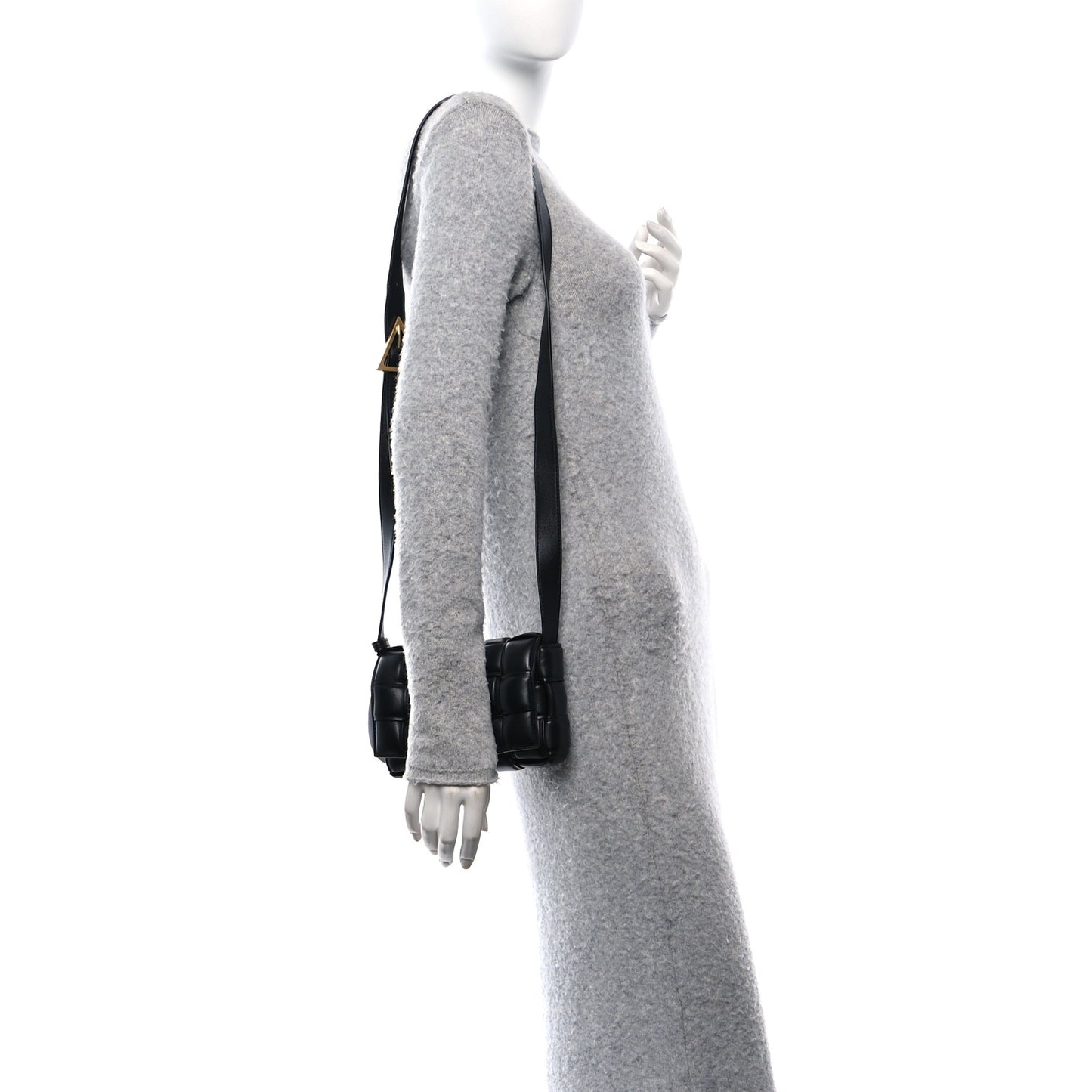 Nappa Maxi Intreccio Small Padded Cassette Crossbody Bag Black