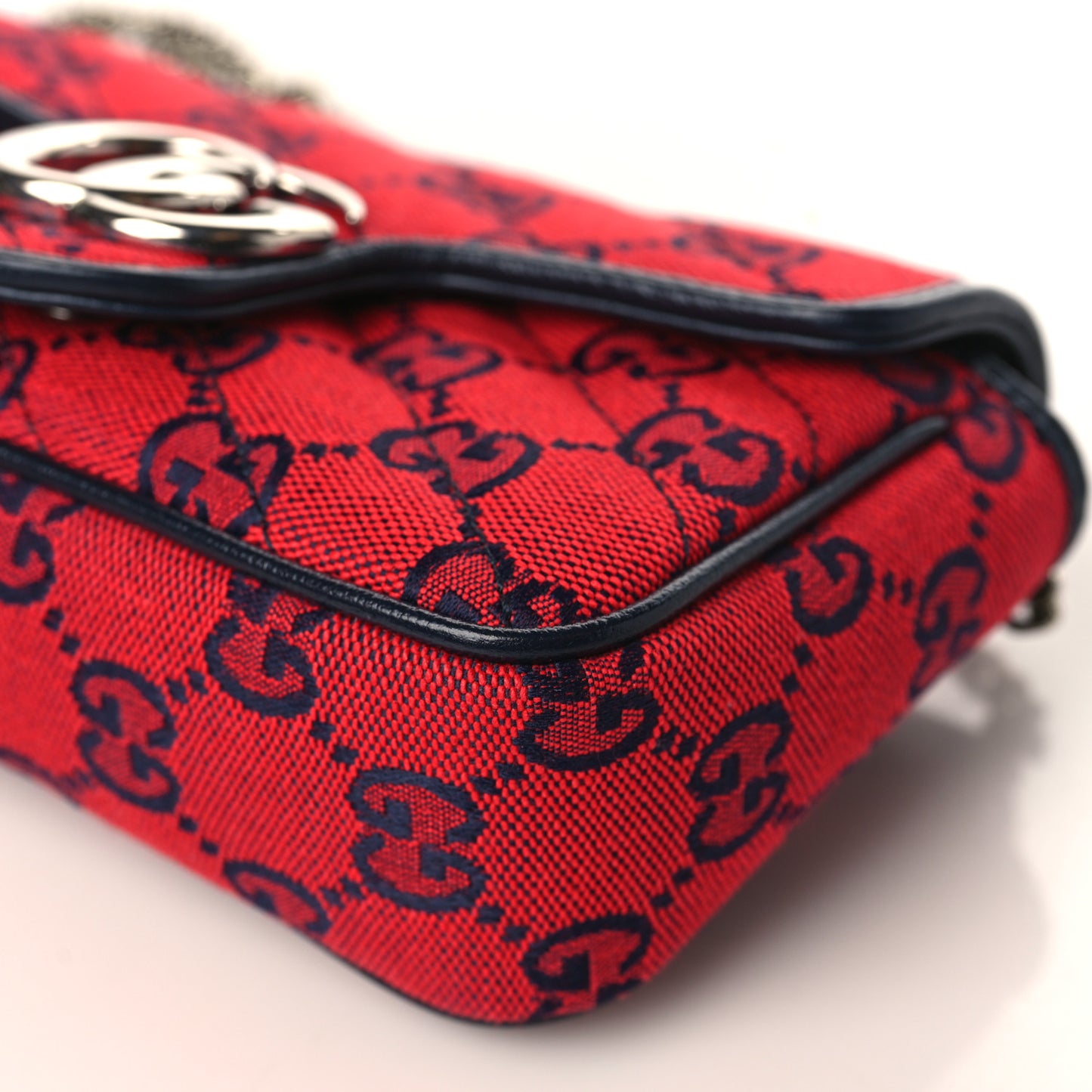 Monogram Multicolor Matelasse Diagonal Super Mini GG Marmont Shoulder Bag Red Blue