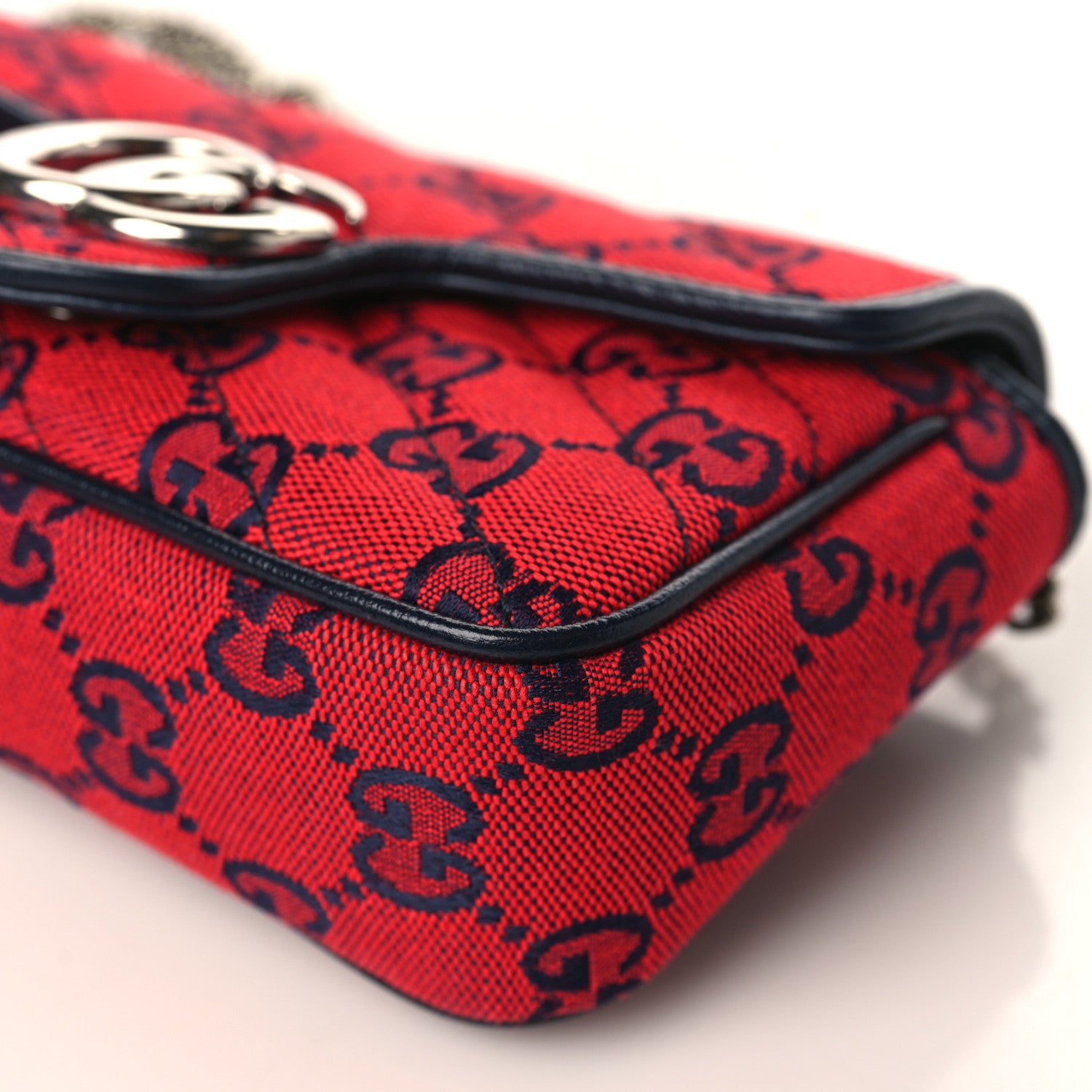 Gucci Monogram Multicolor Matelasse Diagonal Super Mini GG Marmont Shoulder Bag Red Blue 8 of 9