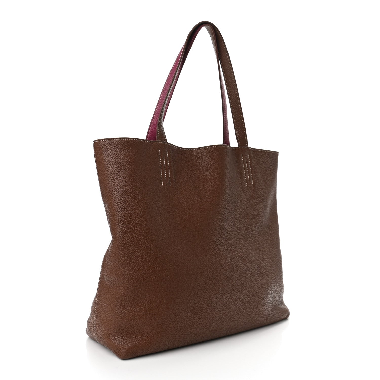 Hermes Taurillon Clemence Double Sens 45 Reversible Tote Marron D'Inde Tosca 5 of 15