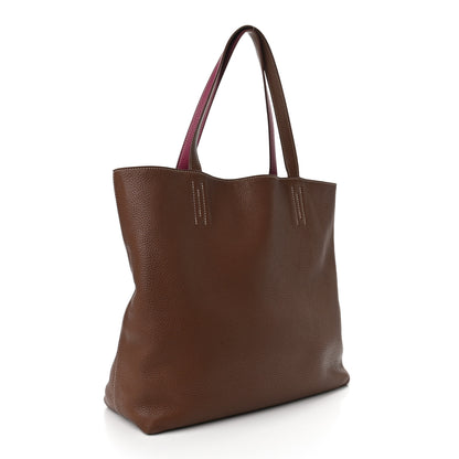 Hermes Taurillon Clemence Double Sens 45 Reversible Tote Marron D'Inde Tosca 5 of 15