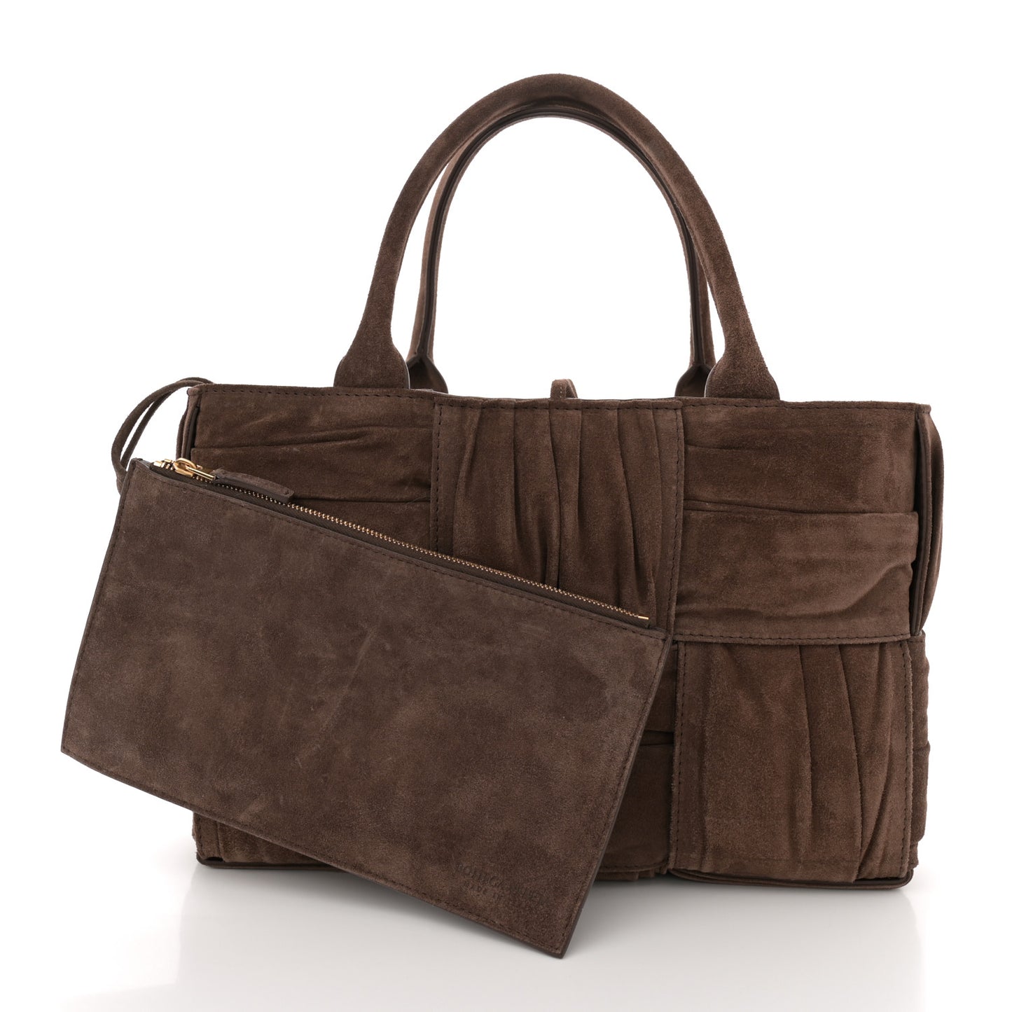 Suede Foulard Intrecciato Small Arco Tote Brownie