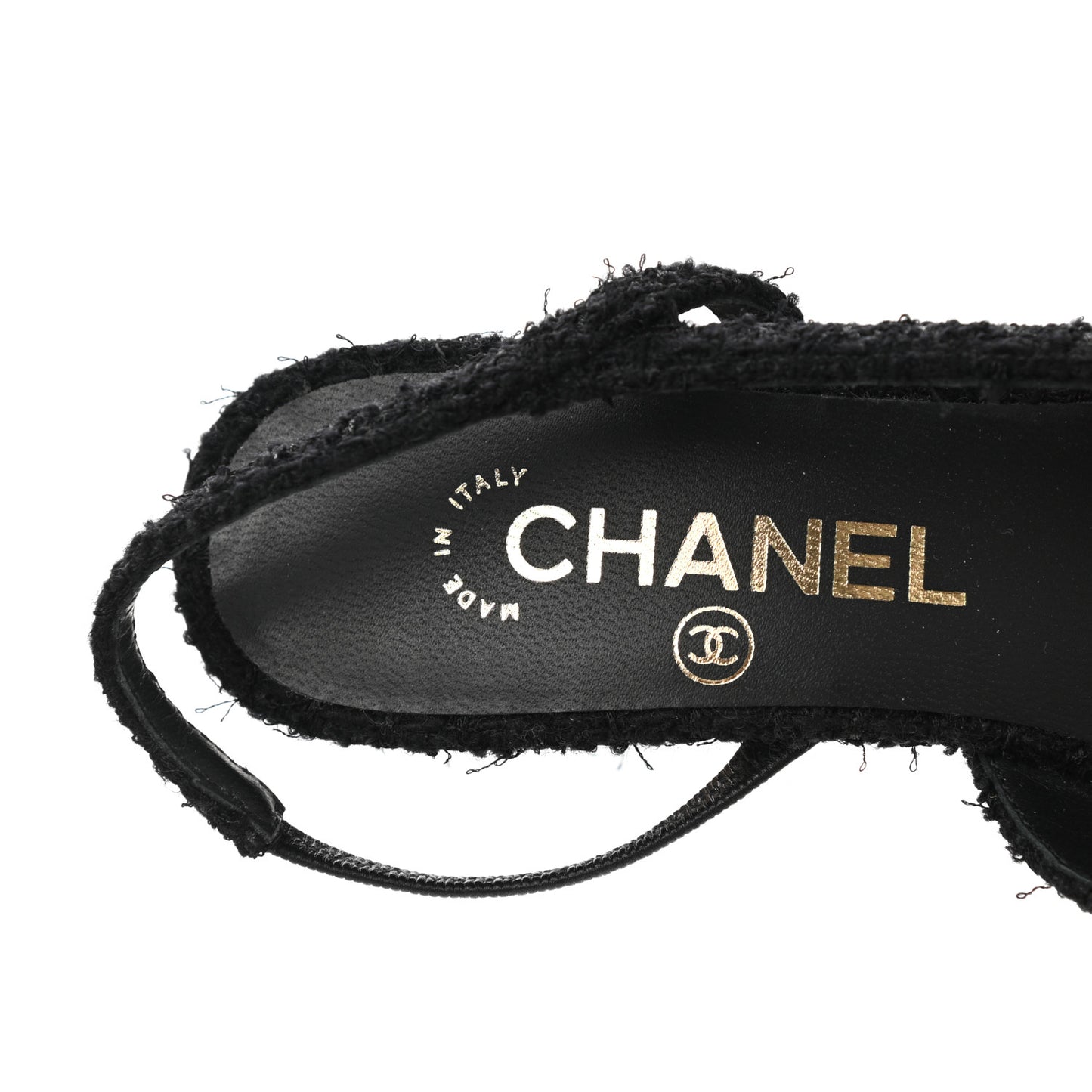 Tweed Cap Toe CC Slingback Pumps 35.5 Black