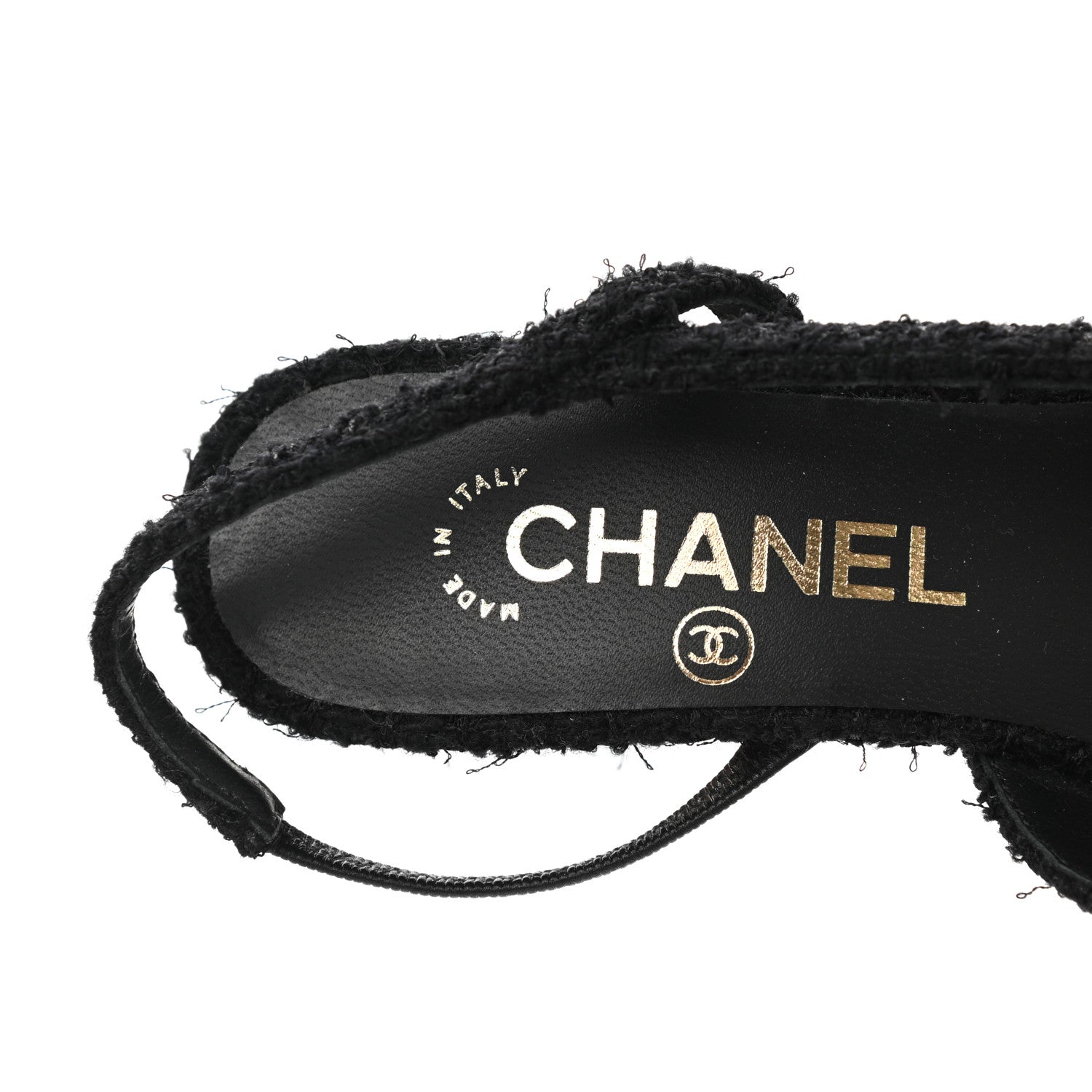 Chanel Tweed Cap Toe CC Slingback Pumps 35.5 Black 7 of 9