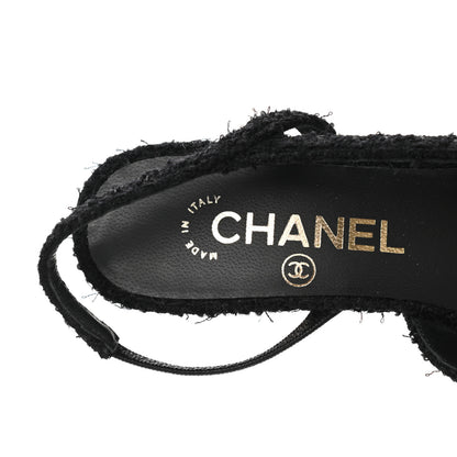 Chanel Tweed Cap Toe CC Slingback Pumps 35.5 Black 7 of 9