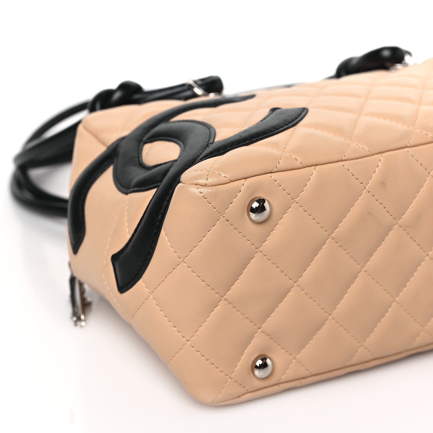 Calfskin Quilted Large Cambon Bowler Beige Black