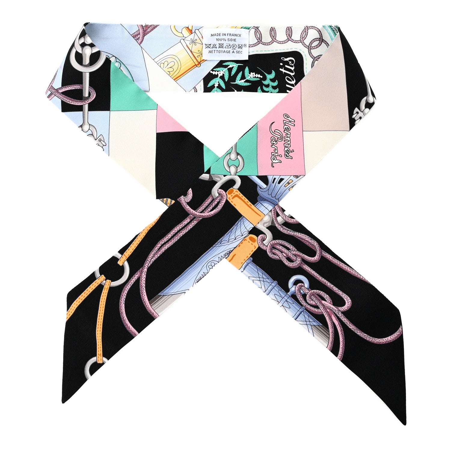 Hermes Silk Cliquetis Twilly Black Rose Menthol 1 of 4