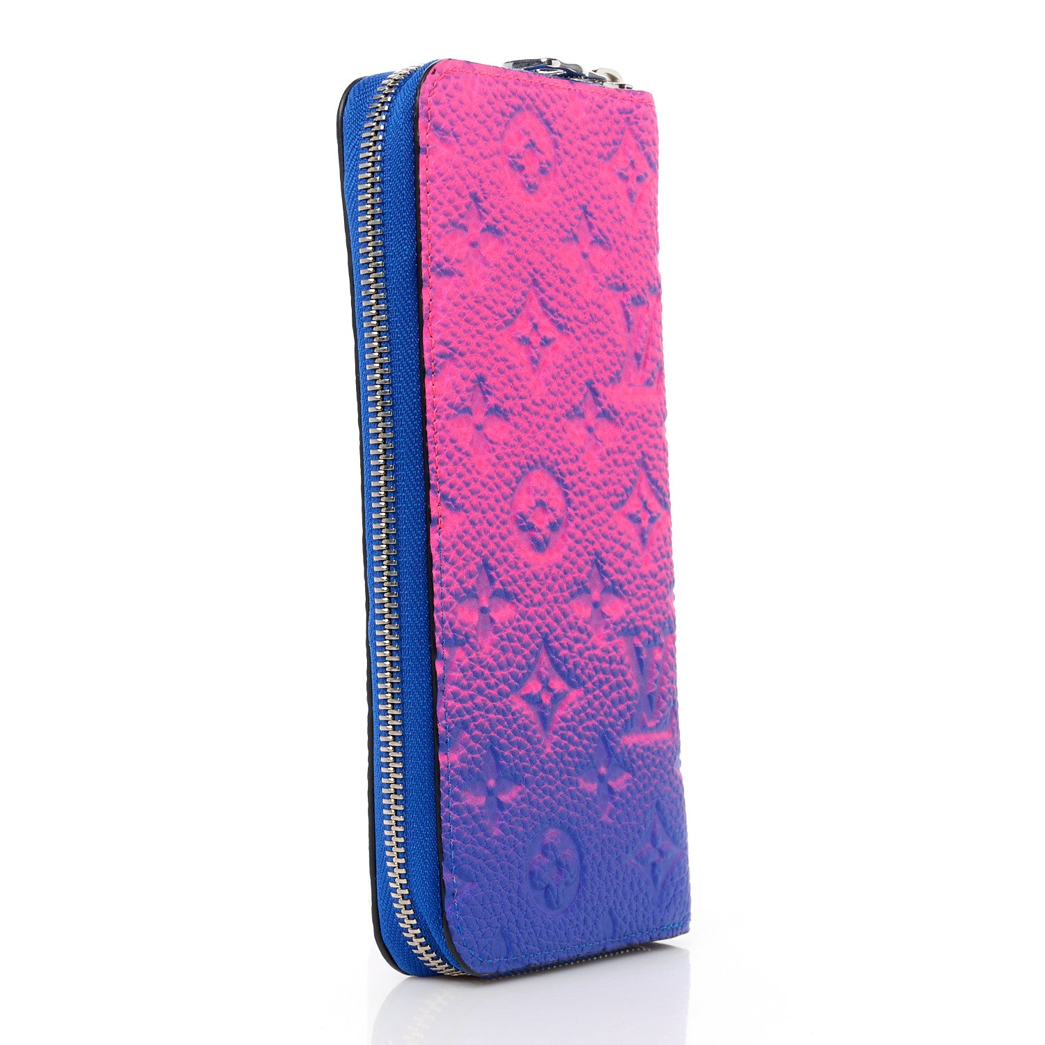 Louis Vuitton Taurillon Illusion Zippy Vertical Wallet Bleu Rose 3 of 13