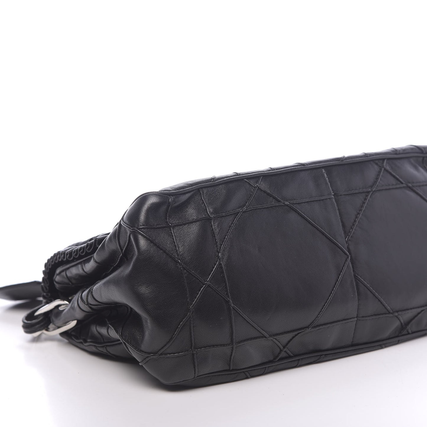 Lambskin Cannage Ruffle New Lock Flap Black
