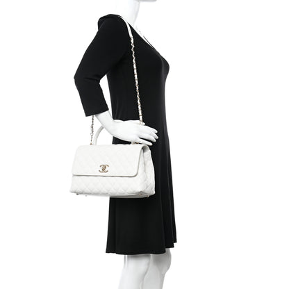 Chanel Caviar Quilted Small Coco Handle Flap White 2 of 11