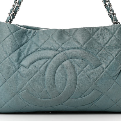 Chanel Caviar Quilted Expandable Zip Shoulder Bag Blue 7 of 13