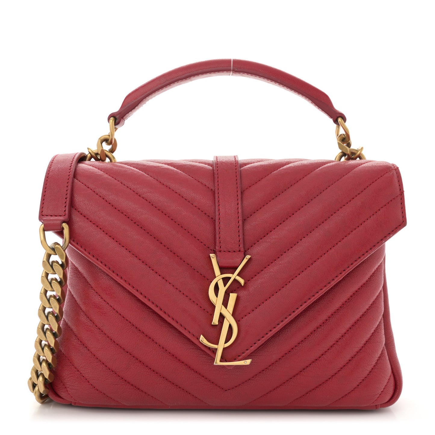 Sheepskin Matelasse Chevron Monogram Medium College Bag Rouge