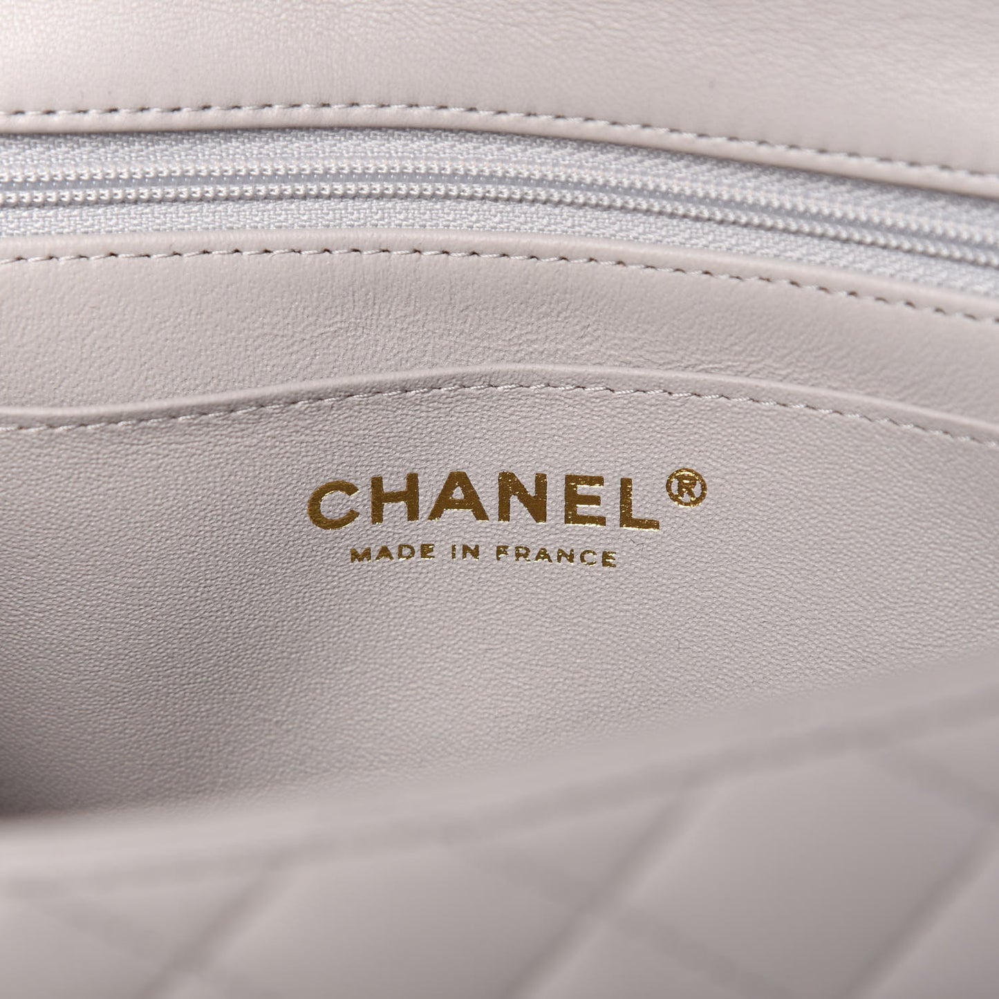 Lambskin Quilted Mini Top Handle Rectangular Flap Grey