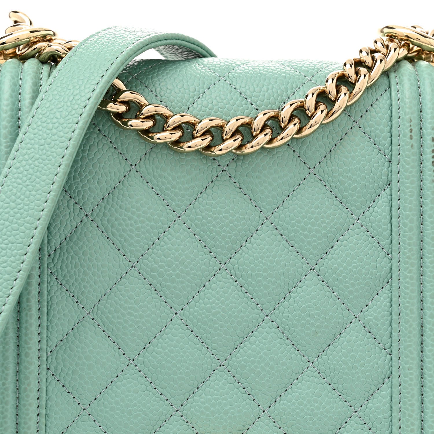 Chanel Caviar Quilted North South Boy Flap Light Blue 8 of 10