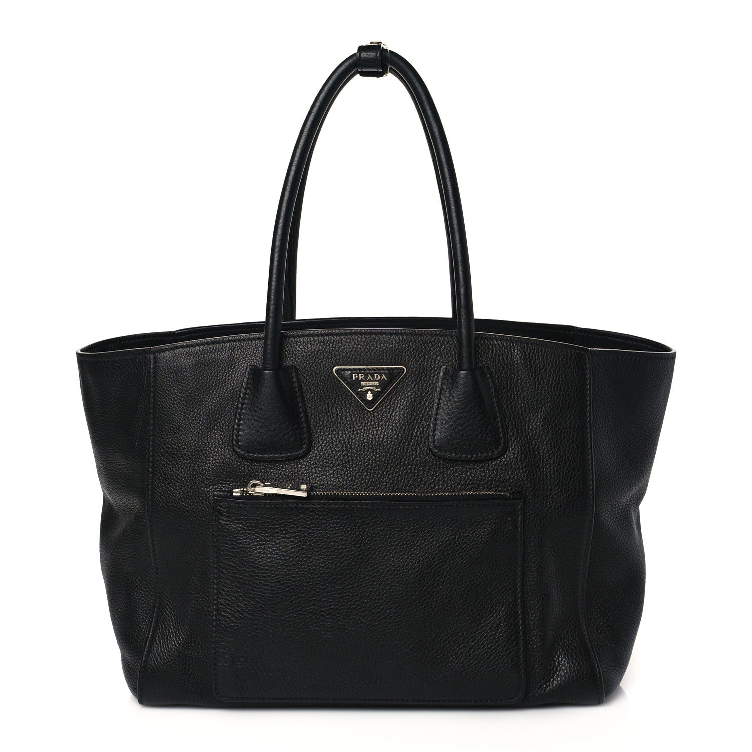 Prada Glace Calf Twin Pocket Tote Black 2 of 26