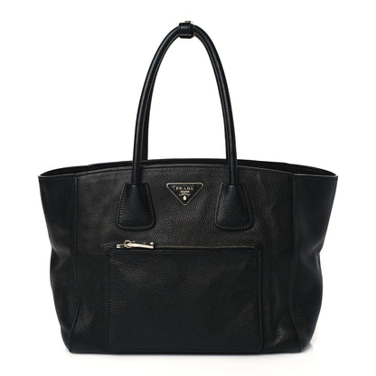 Prada Glace Calf Twin Pocket Tote Black 2 of 26