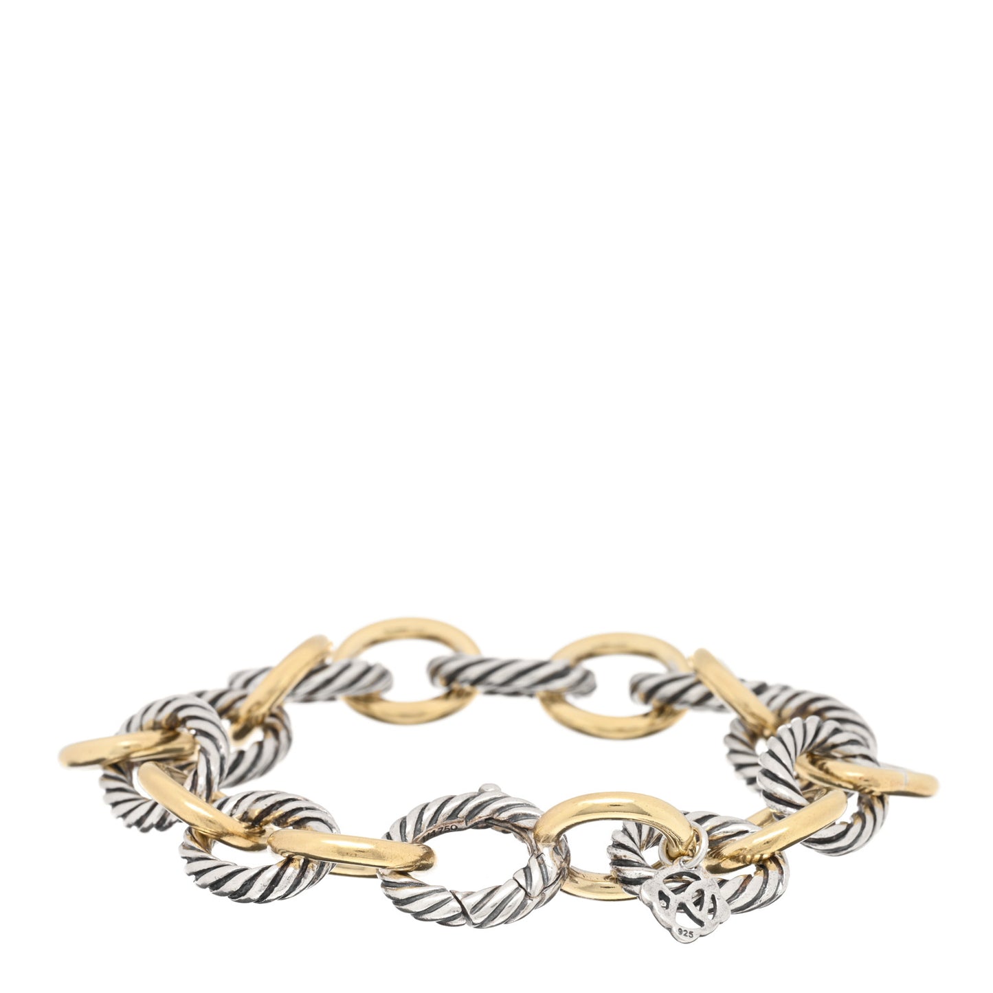 Sterling Silver 18K Yellow Gold 12mm Medium Oval Link Bracelet