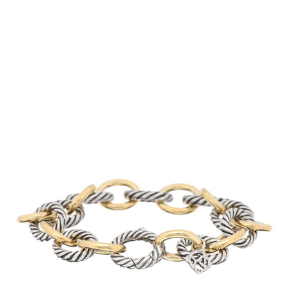 David Yurman Sterling Silver 18K Yellow Gold 12mm Medium Oval Link Bracelet 2 of 3