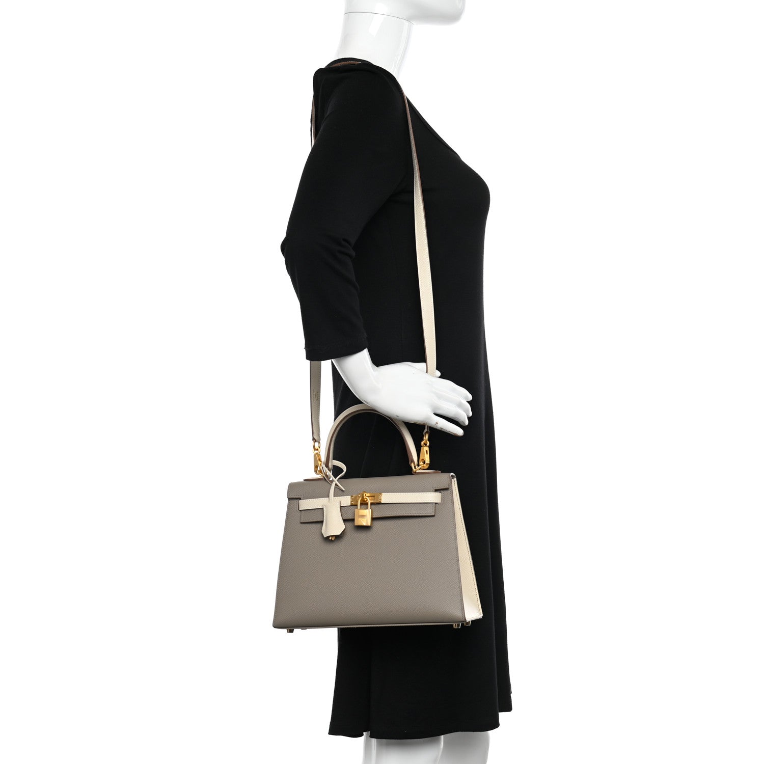 Hermes Epsom Bi-Color Horseshoe Kelly Sellier 25 Gris Asphalte Craie 2 of 11